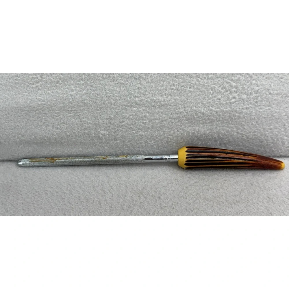 VTG Sheffield England Carving Knife Fork Set Faux Horn Handle Stainless READ